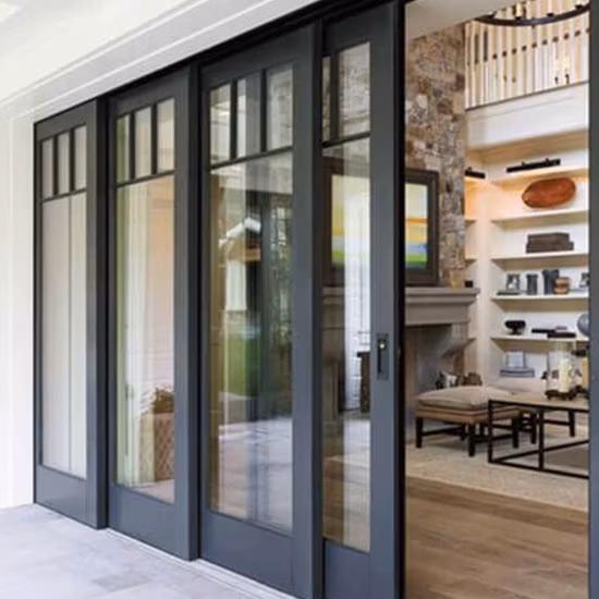 2022 Doorwin Fornecimento de fábrica à prova de vento à prova d'água nova porta de vidro duplo de alumínio exterior entrada personalizada portas deslizantes comerciais para pátio para venda